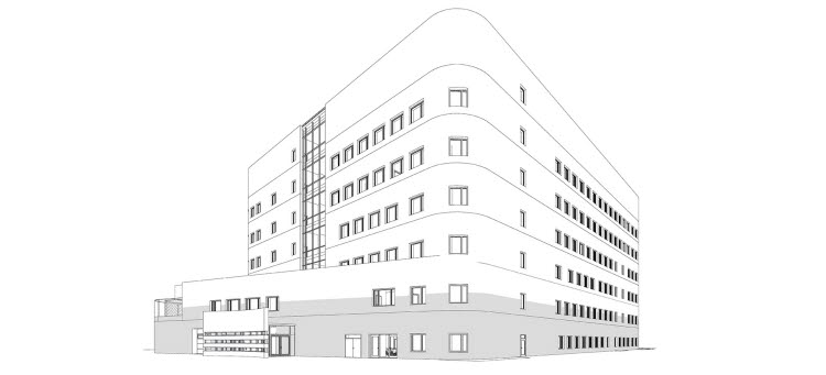 Gestaltningsbild föreställande de nya byggnaderna