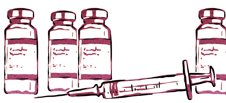Illustration med vaccindoser och sputa.